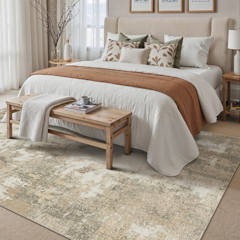Violet Abstract Beige/Grey Area Rug, Runner 2' x 8'