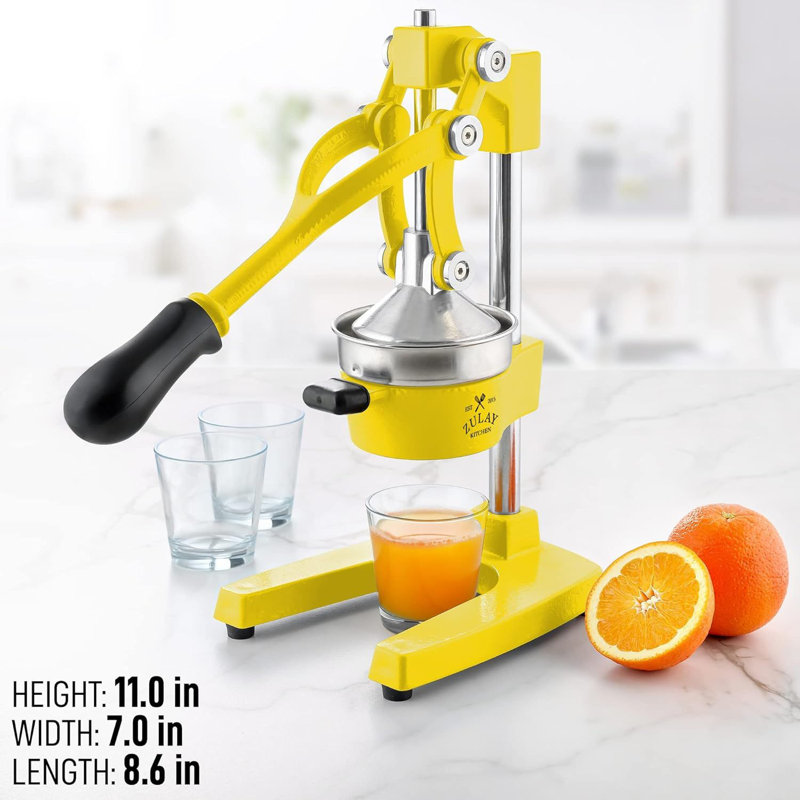 Zulay Kitchen Cast-iron Orange Juice Squeezer - Heavy-duty, Easy-to-clean, Professional Citrus Juicer - Durable Stainless Steel Lemon Squeezer - Sturdy Manual Citrus Press & Orange Squeezer (yellow)