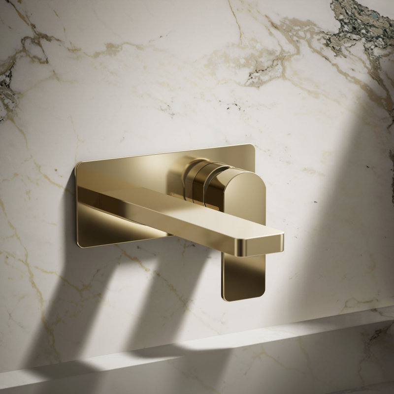 Parallel Wall-Mount Single-Handle Bathroom Sink Faucet, Vibrant French Gold