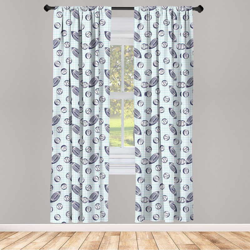 Baseball Semi-Sheer Rod Pocket Sliding Panel, 28" x 63"