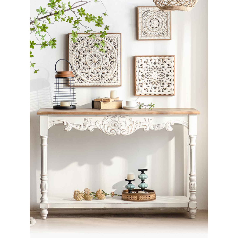 47.24" White Rectangular Solid + Manufactured Wood Console Table