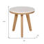 Table d'appoint ronde d'extérieur 16 po beige et pierre naturelle et bois massif