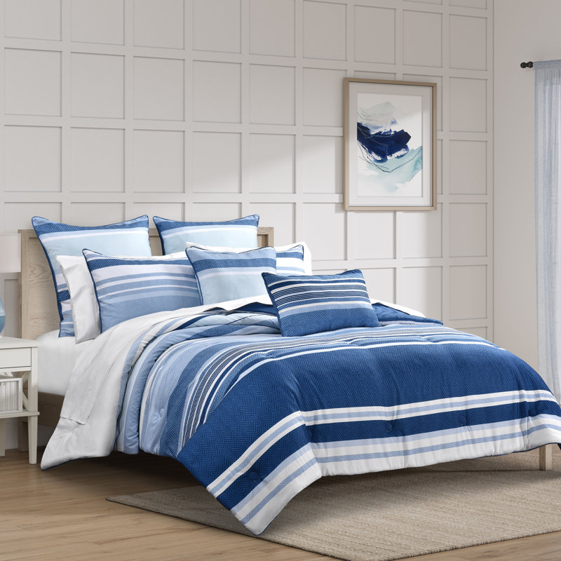 Carson  3Pc. Comforter Set Blue, Full Comforter + 2 Standard Shams