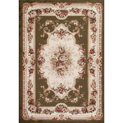 Tapis intérieur / extérieur vert à motif floral Blocher
