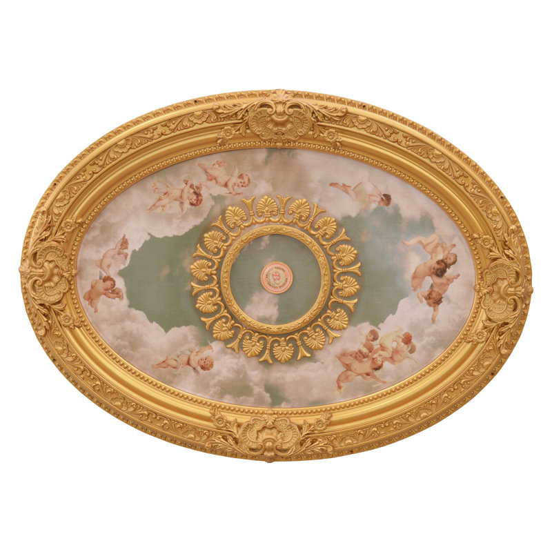 Oval Chandelier Ceiling Medallion, Cherubs Sky