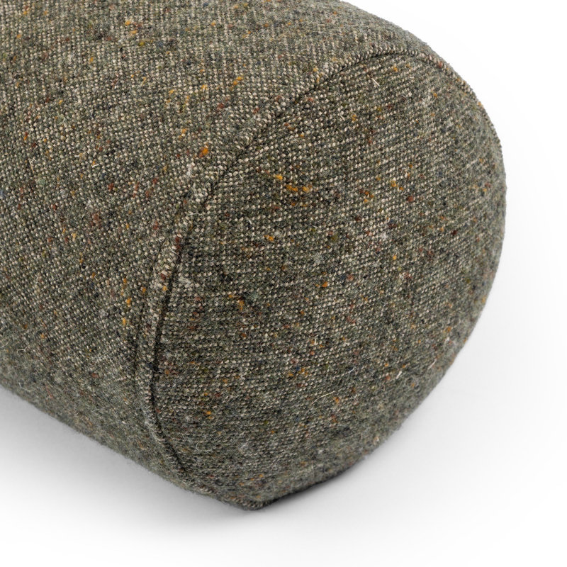 Stonewash Linen Bolster Pillow Cover & Insert, Hasselt Olive Green