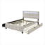 Grand lit plateforme tapissier avec structure à DEL, lit gigogne simple TG et 2 tiroirs, tissu en lin-599824351