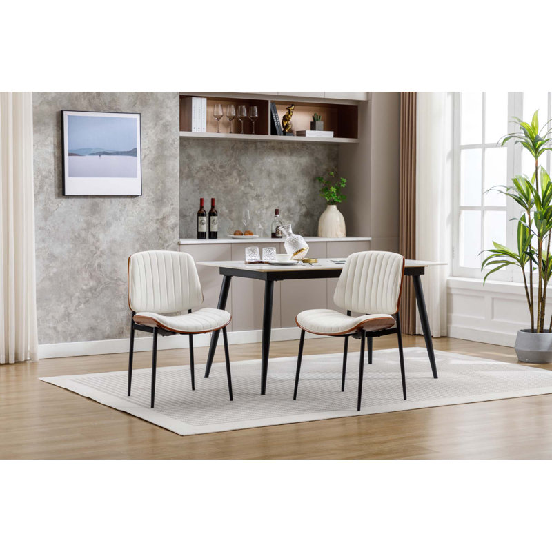 Ensemble de 2 chaises de salle à manger de style Mid-Century, Blanc
