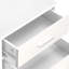 Classeur blanc à 3 tiroirs avec bandes - Rangement multi-capacité pour les articles de bureau, étagères réglables, surface de travail lisse en bois et couleur, espace de travail idéal, compartiments scellés, matériel