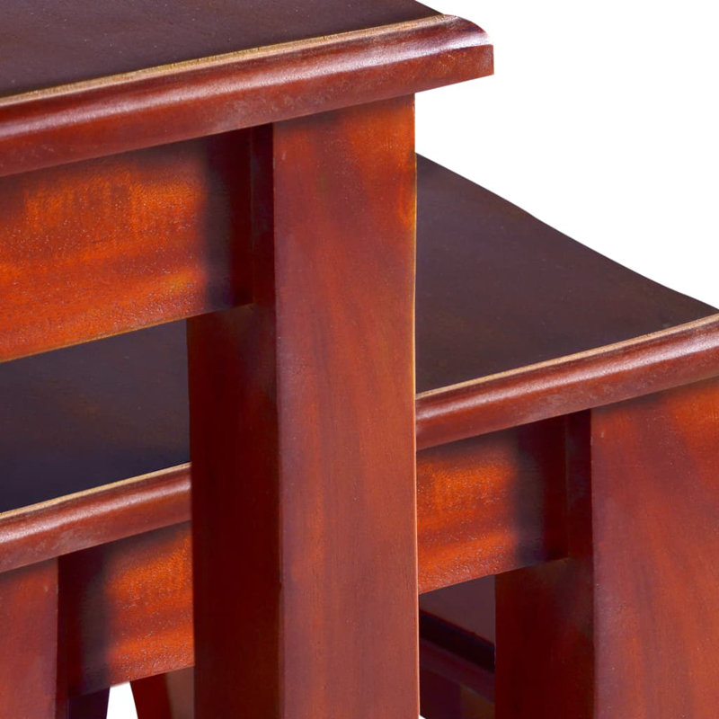 Rosalind Wheeler Stackable Side Tables 3 Pcs Solid Wood Mahogany, Espresso