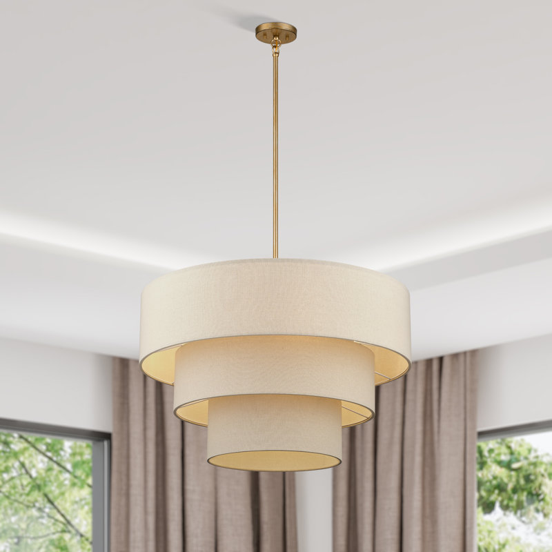 Grand lustre suspendu en feuille d'or antique 8 lumières Ashani