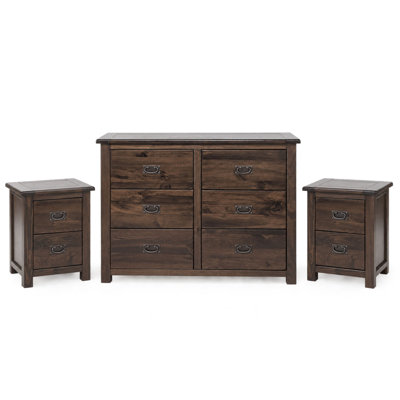 Sommerville 3-Piece Bedroom Set, 6-Drawer Chest & 2 Bedside Cabinets