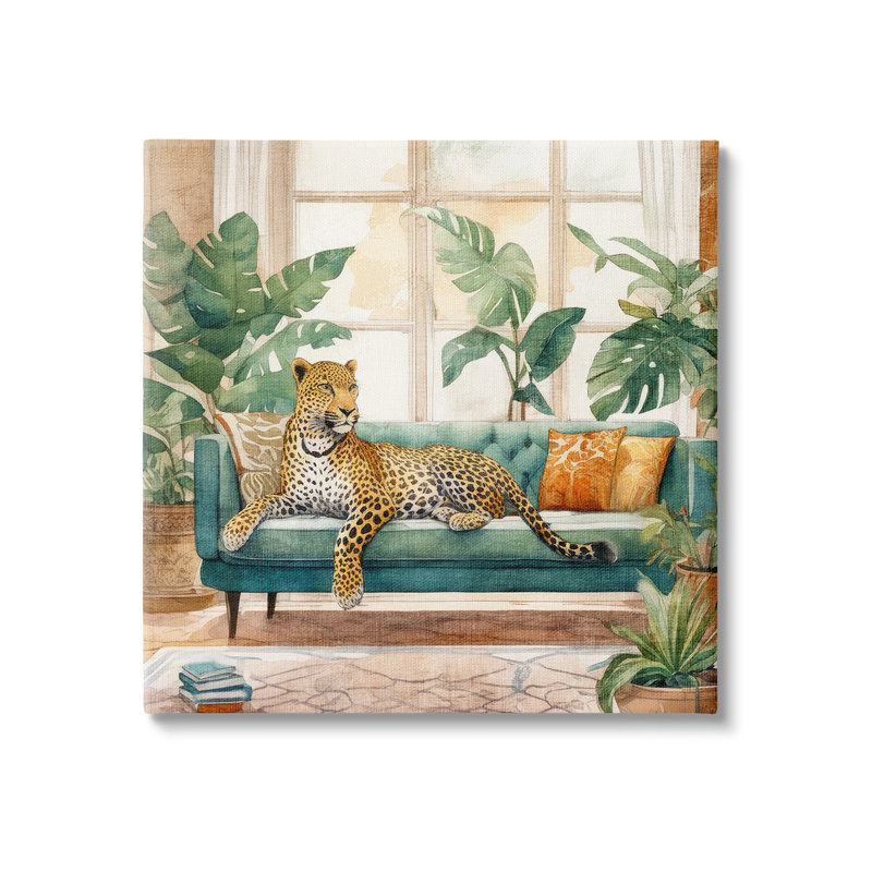 «Leopard & House Plants» par Kim Allen, H 36 po x l 36 po