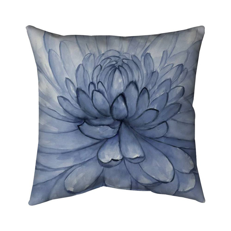 Blue petals flower - 26"x26" Throw pillow - Poly twill - Print on demand, 24" H x 24" W, Blue/Gray, Polyester/Polyfill