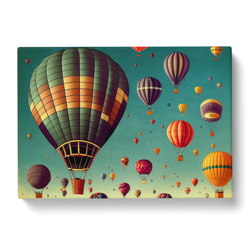Retro Hot Air Balloons - Wrapped Canvas, 50cm H x 76cm W x 3cm D