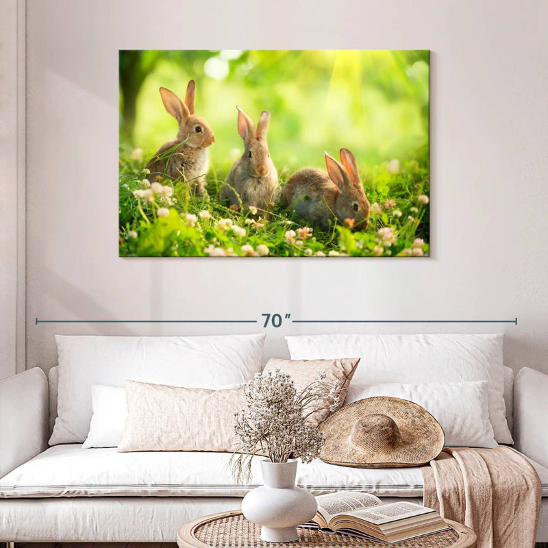 Rabbits By The Meadow, 30" H x 45" W