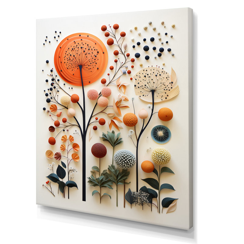«Wyhatt Colorful Botanical Pointillism I», reproduction d'art sur toile, H 32 po x l 24 po x P 1 po, Toile tendue