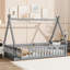 Lit de sol en forme de tente, lit plateforme avec garde-corps, lattes et porte-118005196