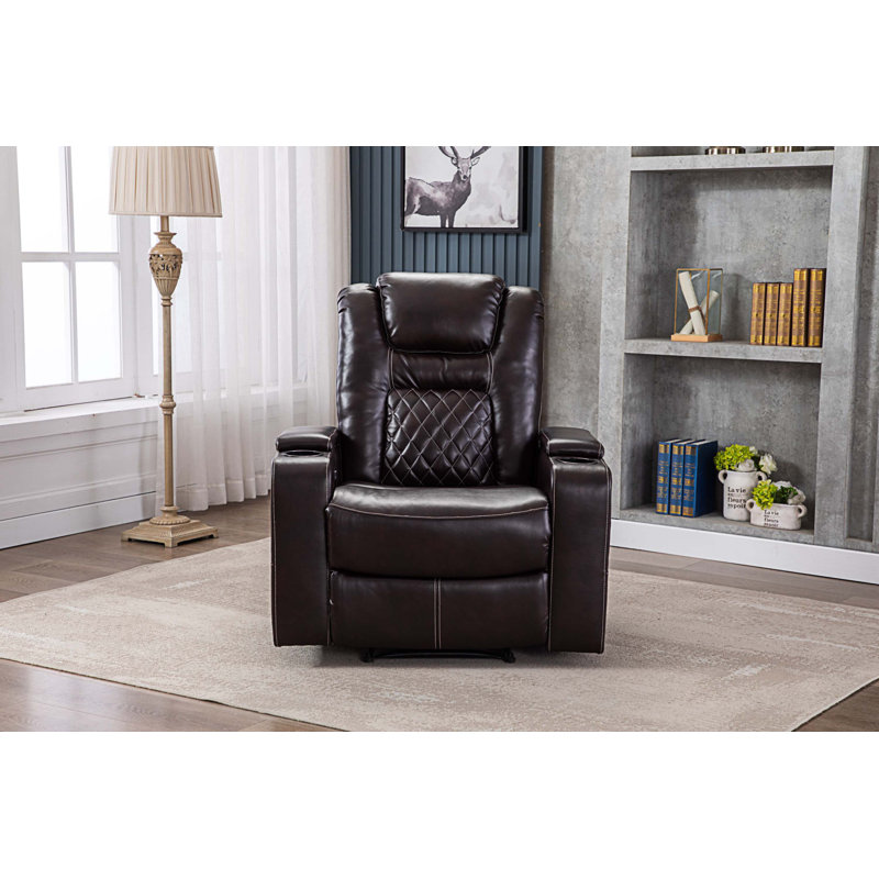 Fauteuil inclinable en cuir Artemiy, Similicuir brun