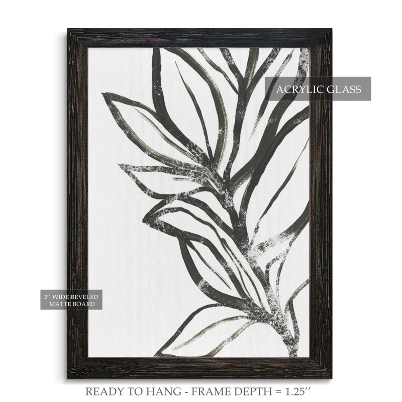 Leaf instinct ii-reproduction d’art sur toile encadrée, H 38 po x l 28 po x P 1,25 po, Cadre ébène