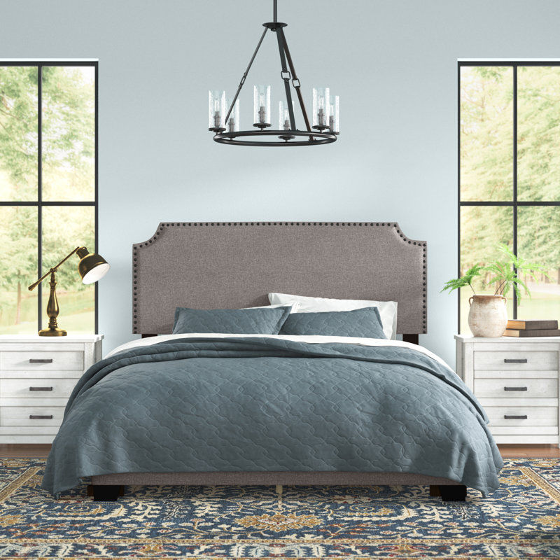 Amick Upholstered Platform Bed, Gray, Queen
