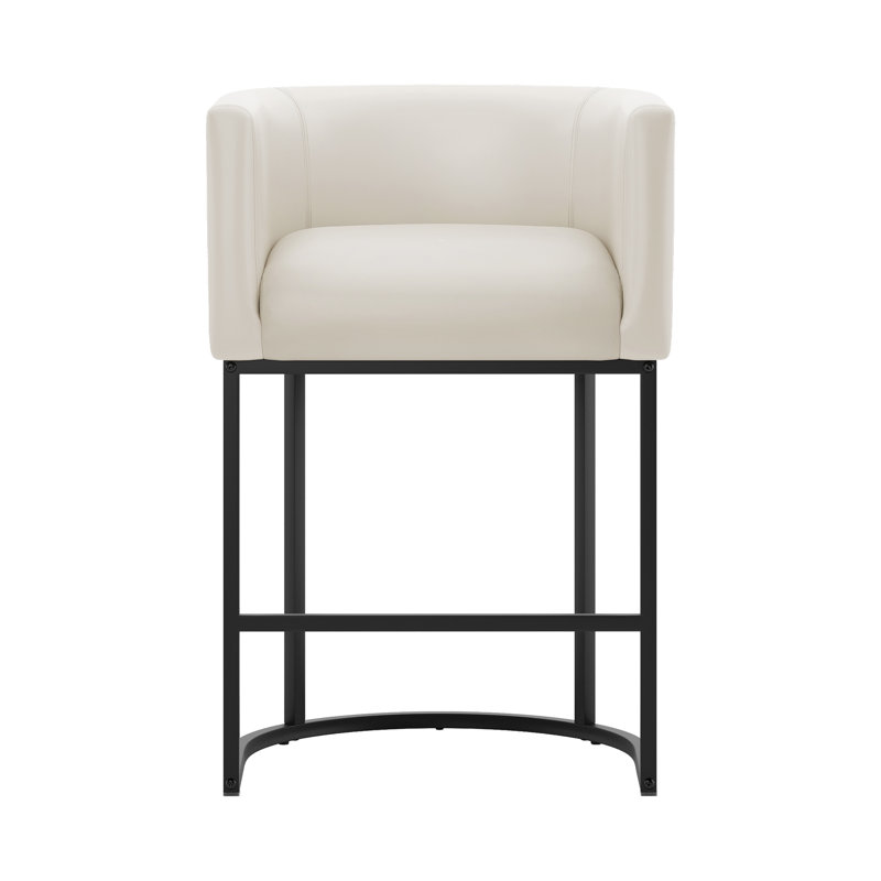 Tabouret de comptoir rembourré, Siège blanc antique / similicuir