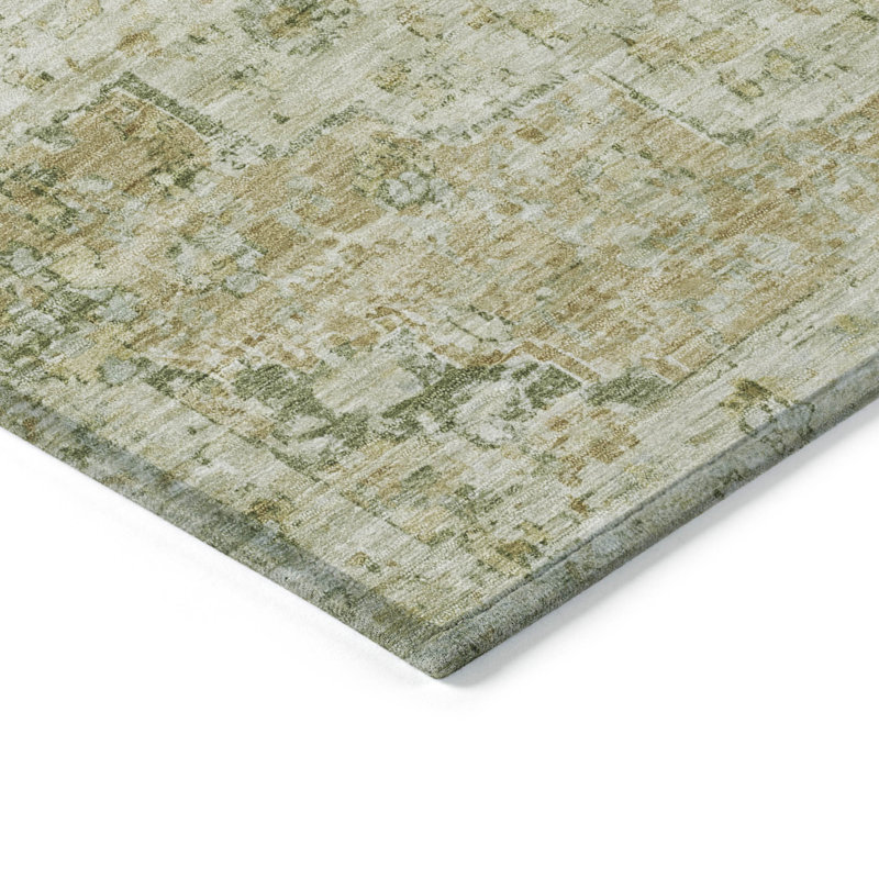 Machine Washable Indoor/Outdoor Xhevrie Sage Rug, Rectangle 5' x 7'6"