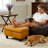 Rectangular Storage Ottoman Bench, Turmeric Faux Leather Footrest with Nailhead Trim, Coffee Table Stool for Living Room, Bedroom, Entryway-482046357