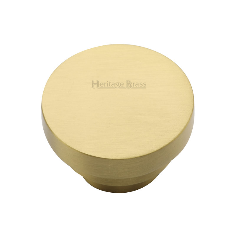 Heritage Brass Heritage Cabinet Knob Round Stepped Design, Satin Brass, 3.2cm
