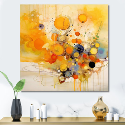 Orange et jaune, tourbillons de couleur II - Minimalisme abstrait, art mural