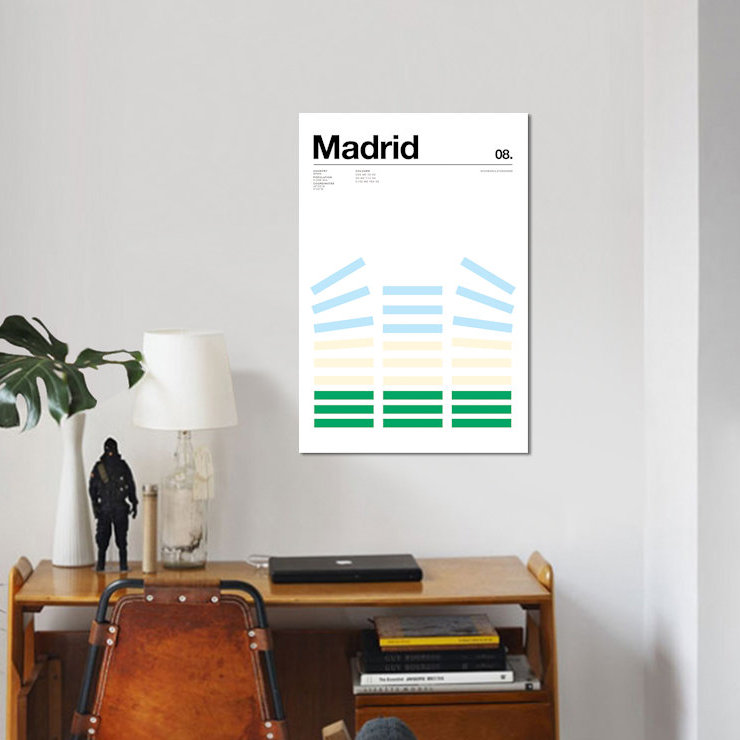 « madrid », impression sur toile, H 40 po x l 26 po x P 1,5 po, Toile tendue, Pas de tapis