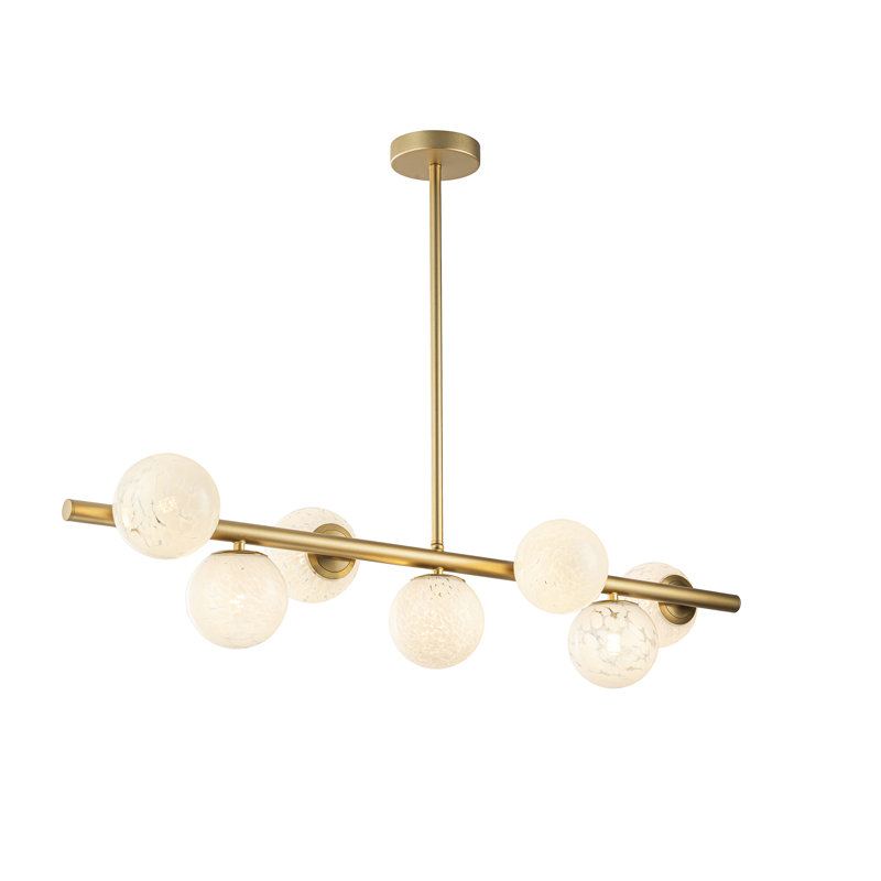 Lustre linéaire moderne doré à 7 lumières pour îlot de cuisine Okehampton G9 inclus