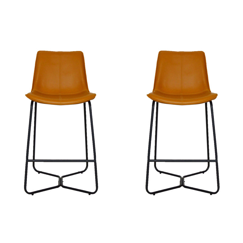 Upholstered Faux Leather Counter Stool, Tan