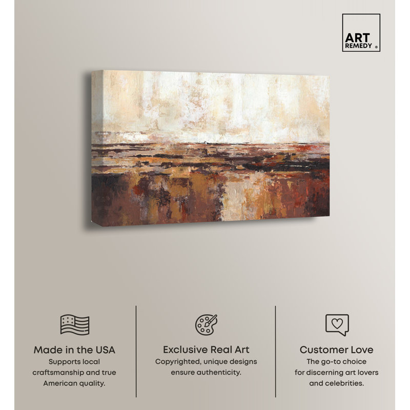Beige and Brown Abstract Canvas Wall Art, 24" x 16"