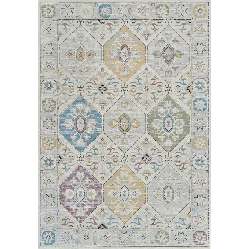 4' X 6' Beige and Gray Abstract Distressed Area Rug