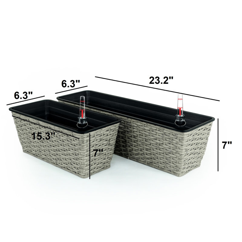 2 Smart Outdoor & Indoor Plant Containers - Hand Woven Self-Watering Function Weather , Simple Installation Rectangle Planters For Care Handmade, , Easy To Assemble And Keep Your Plants