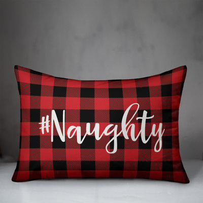  Naughty in Buffalo Check Plaid Lumbar Pillow