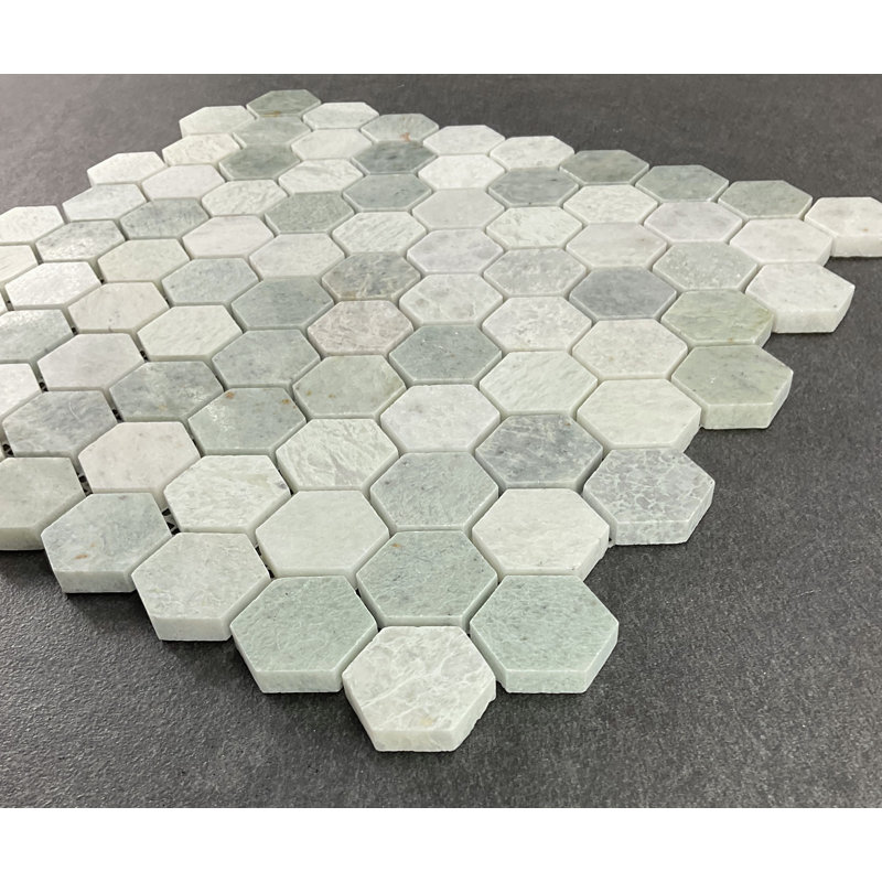 Carreau de mosaïque en marbre et mur de marbre 1,25 "x 1,25", Ming Green