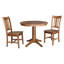 Ensemble de salle à manger à piédestal en bois massif 3 pièces Strauss-2116501285-2117175759