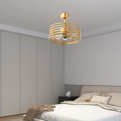 Ventilateur de plafond moderne doré avec lumières et télécommande 3 vitesses avec ventilateur de plafond
