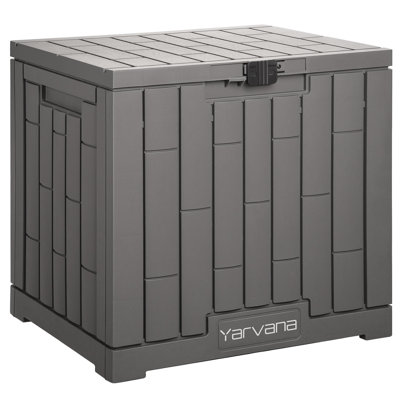  Boîte de rangement intérieure / extérieure 30 gallons / 113 L avec siège de repose-pieds verrouillable pour jouets, outils de jardinage, imperméable et résistant aux rayons UV, gris