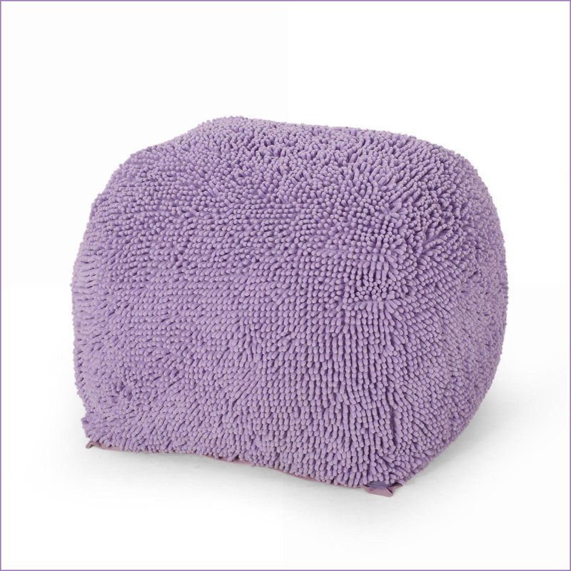 Pouf carré très moelleux pour le salon, la chambre à coucher | Entièrement assemblé | Microfibre lavande, Mauve