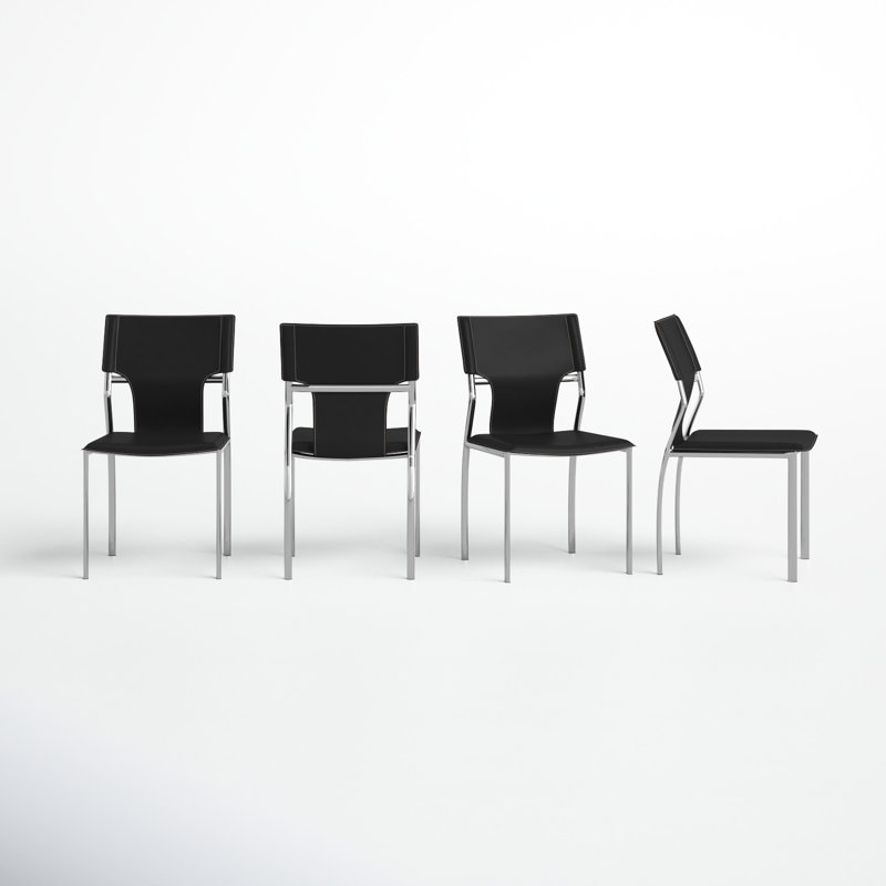 Zella 18.5'' H Upholstered Metal Side Chair, Black