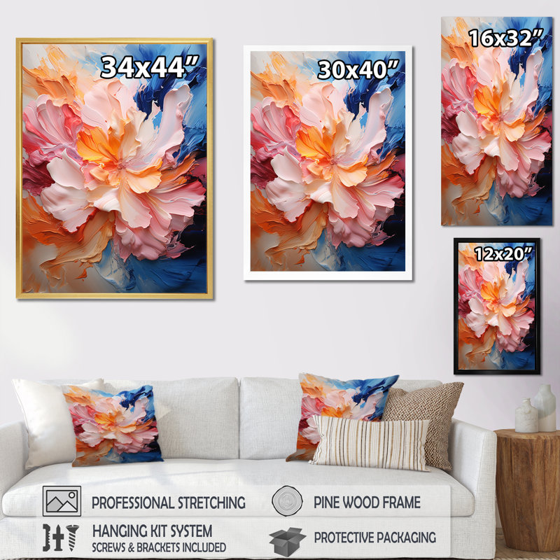 Fusion de rose et de bleu III - impression, Toile tendue, H 32 po x l 16 po x P 1 po