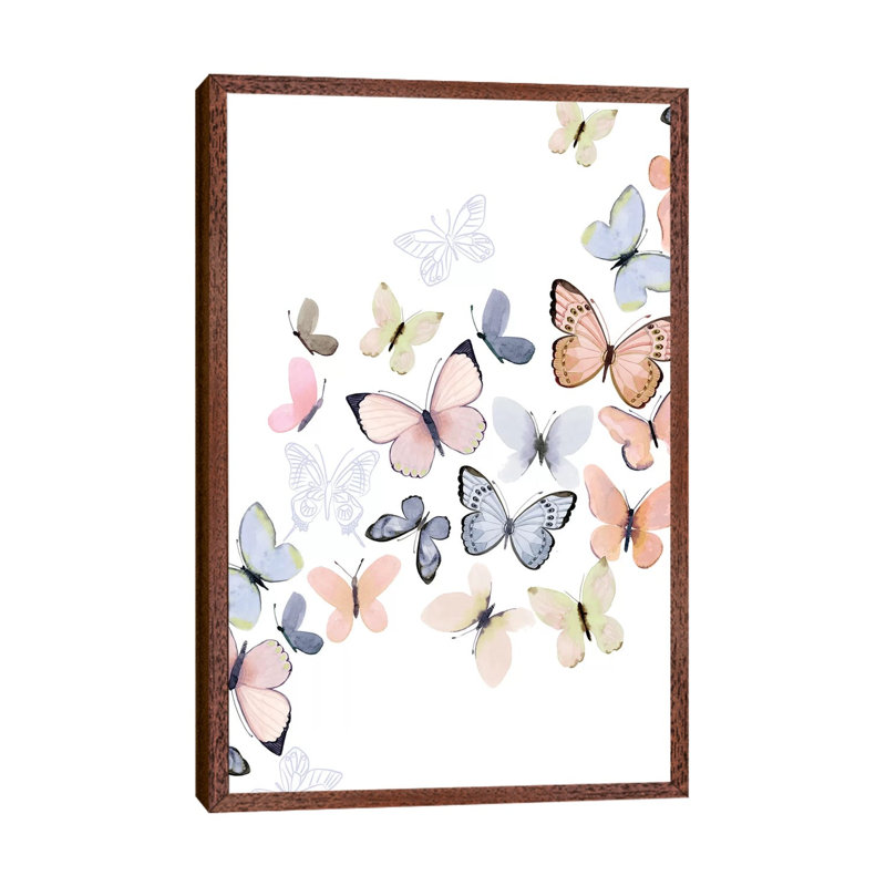 Butterfly Path by Stephanie Ryan - Painting on Canvas, Classic Brown Wood Floater Framed, 66.04cm H x 45.72cm W x 3.81cm D