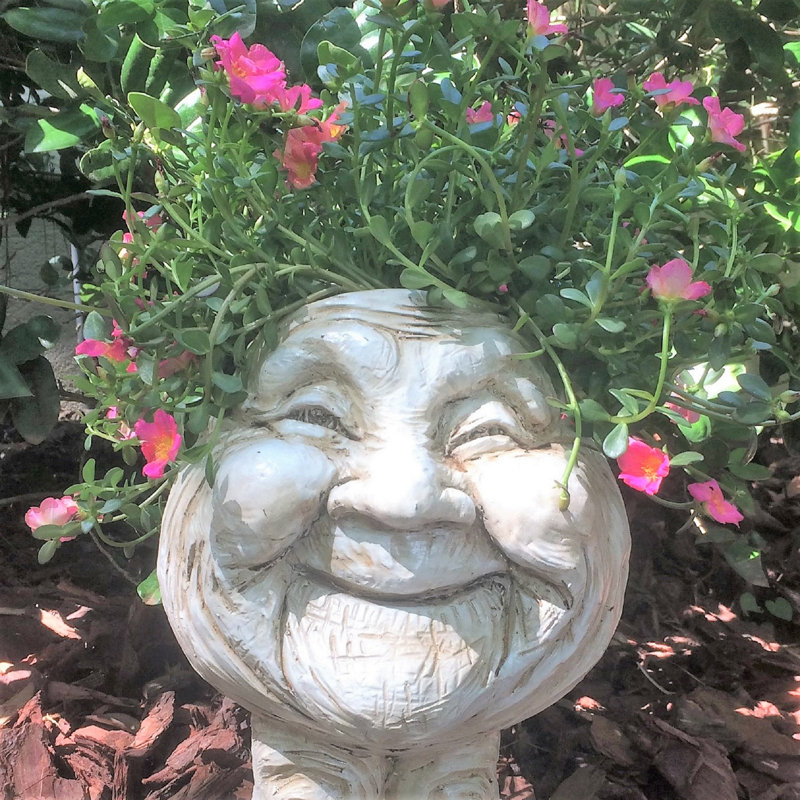 Muggly's Granny Joy Face Statue Planter, Antique White