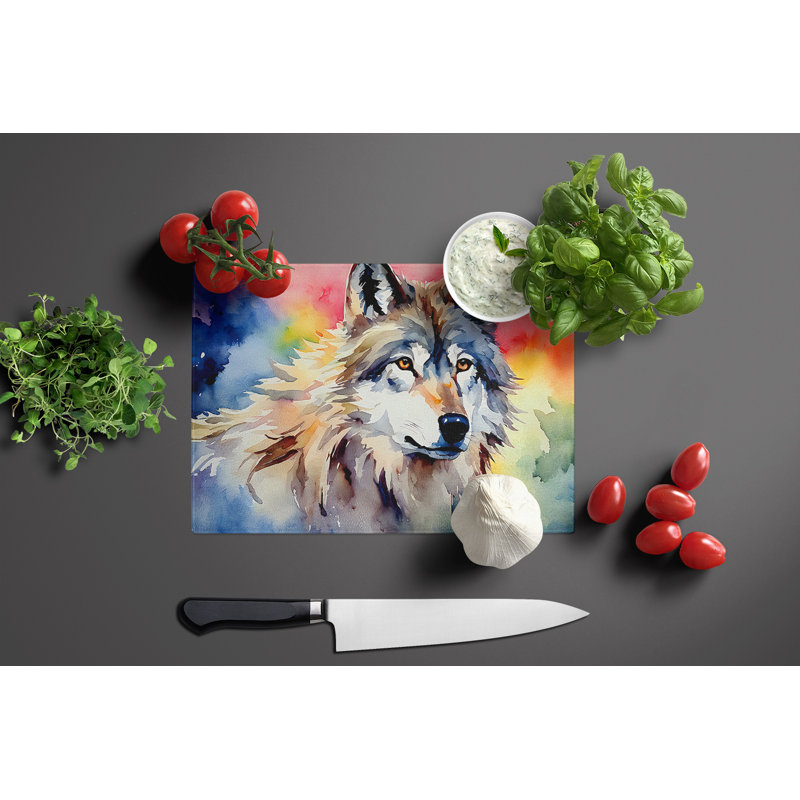Wolves Wolf  Glass Cutting Board Large