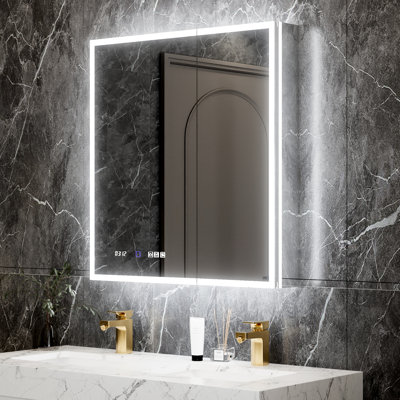 20*32 Inch, Smart Medicine Cabinet, Built-In Lighting, High Outlet, Stepless Dimming Function Smart, Flexible Installation, Integrated Mirror Design, Side Bathroom
