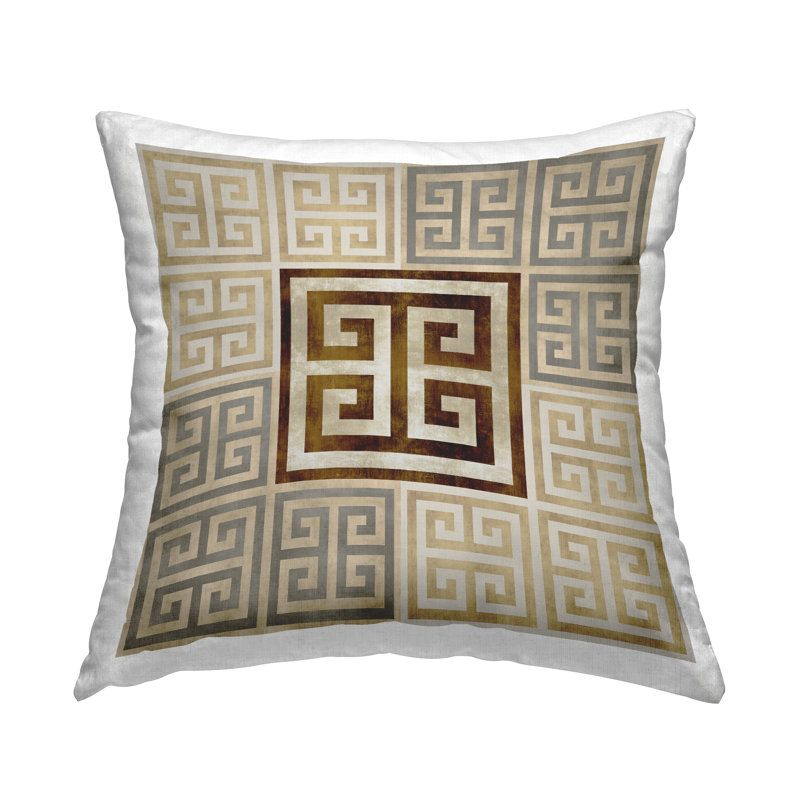 Coussin décoratif chic à motif de clés grecques par Ellie Roberts