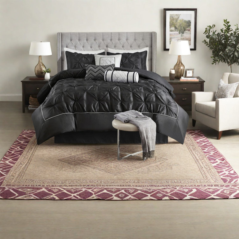 Ensemble de literie élégant en polyester 7 pièces pour chambre à coucher